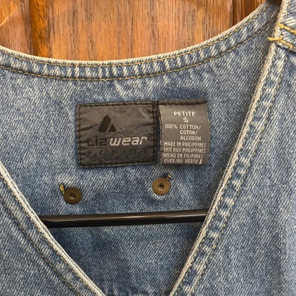 Liz Claiborne Vintage Denim Vest, S, Cottagecore 90s Classic - Picture 2 of 9